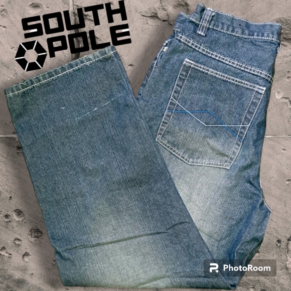 90s Vintage SOUTHPOLE Big Baggy Patchwork Jeans Streetwear "1991 SP" patch Sz 36 - Picture 7 of 8